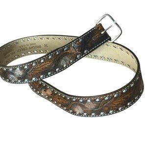 Brushy Creek M (36) NWT (partial) Cowhide vintage western Belt with Silver studs